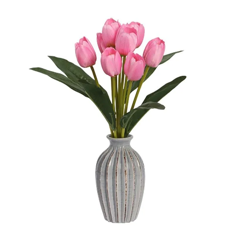 Faux Tulip Floral Bunch (Pink) - Set Of Two media 3