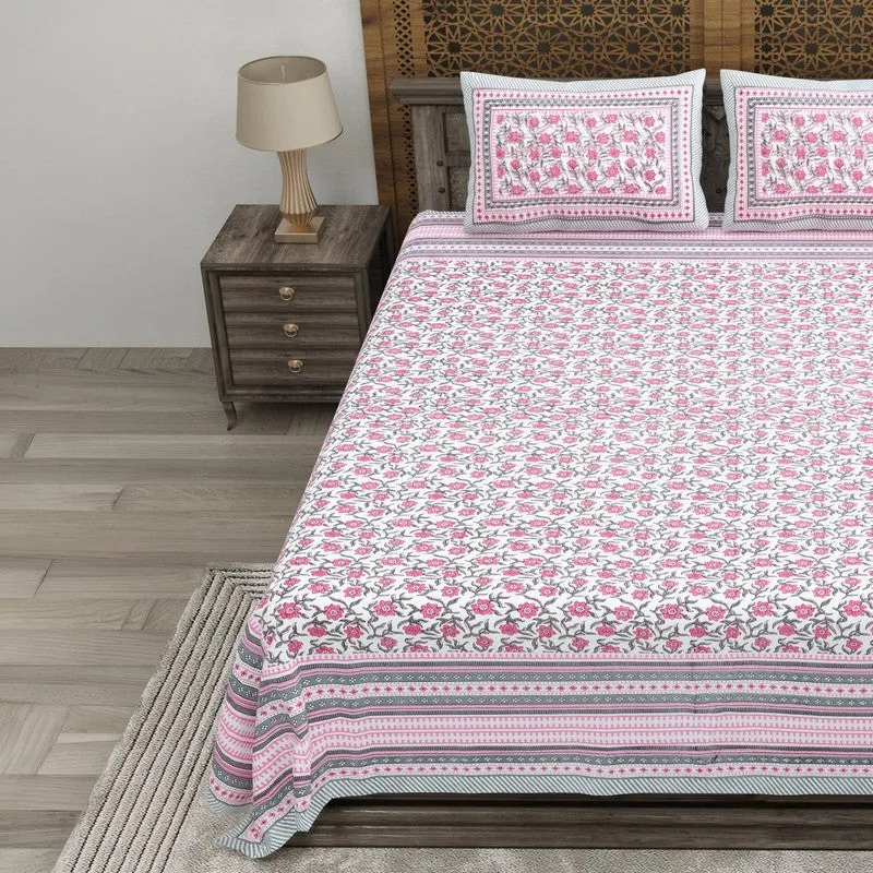 Crafto Cotton Bedsheet (Pink) - 240 TC media 3