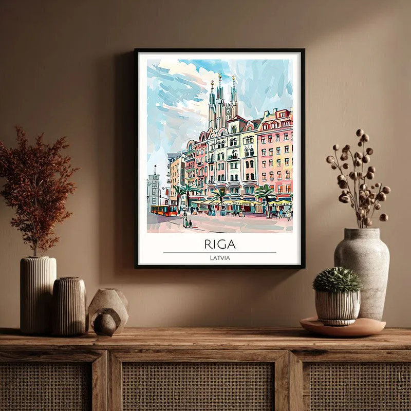 Vintage Riga Framed Canvas Wall Painting media 3