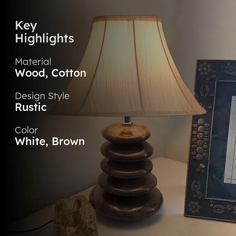 Lynira Cotton Table Lamp With Wooden Base - White media 2