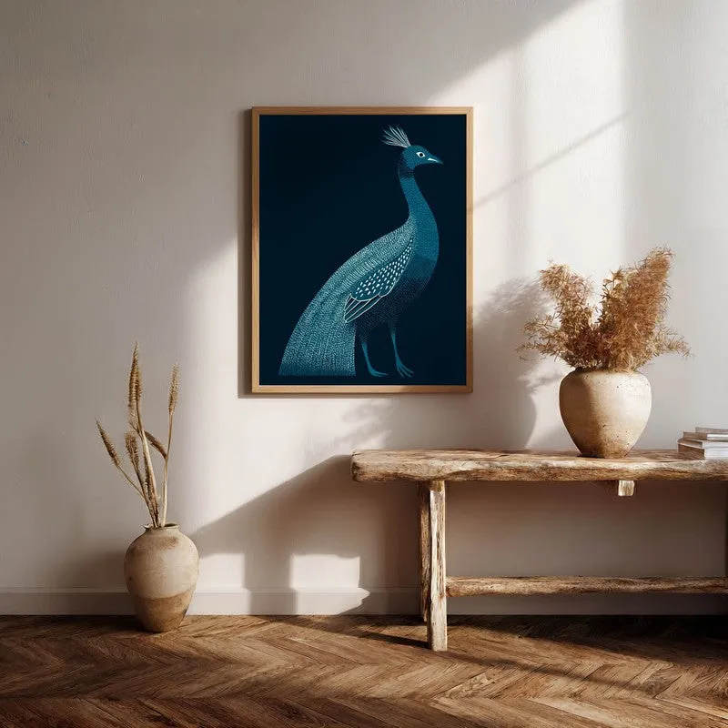 Peaceful Peacock Folk Art Canvas Wall Painting With Brown Frame media 6