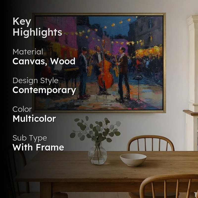 Lanterns & Jazz Canvas Wall Painting With Frame media 2