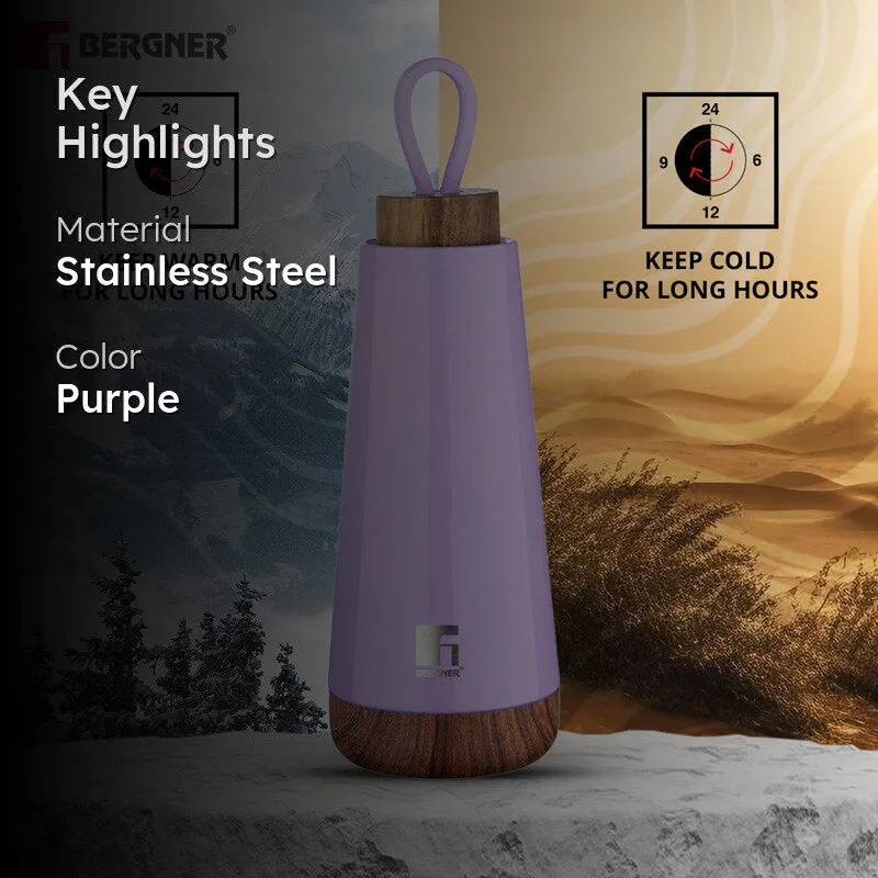 Bergner Walking Fairy Fountain Thermosteel Hot And Cold Flask (Purple) - 370 mL media 2