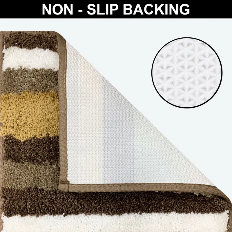 Strip Soft Microfiber Bath Mat - Brown media 4
