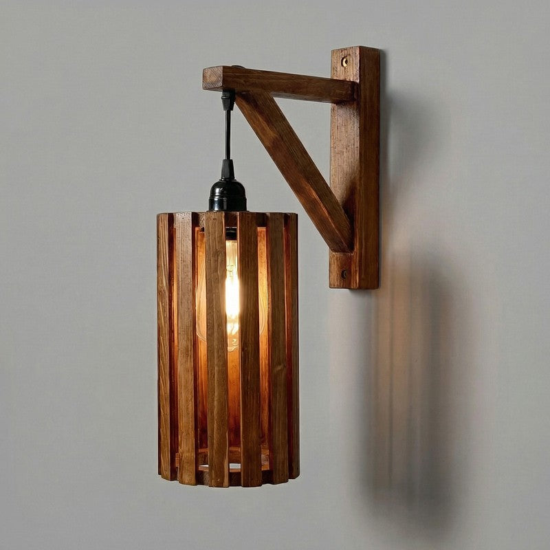 LinearStripe Wooden Wall Lamp - Brown media 6
