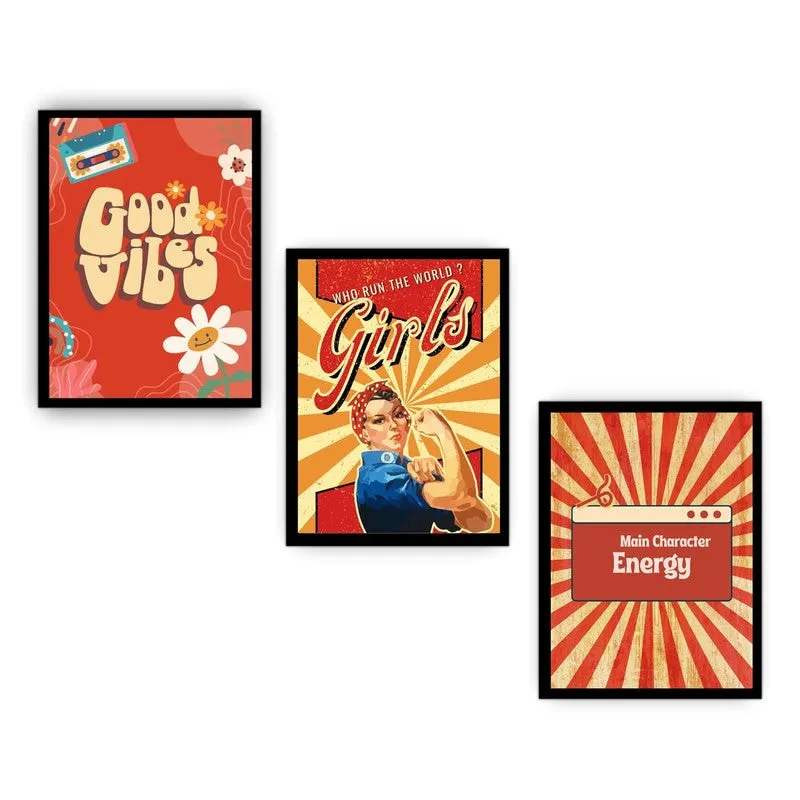 Retro Boost Paper Wall Painting With Frame - Black media 5