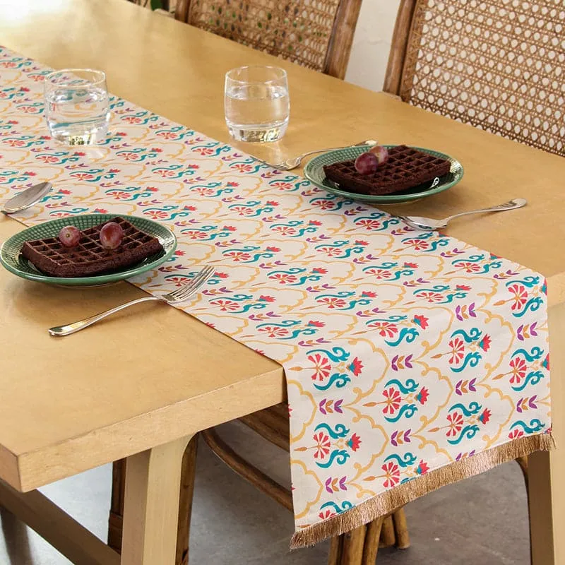 Kusuma Ethnic Cotton Table Runner - Blue media 1