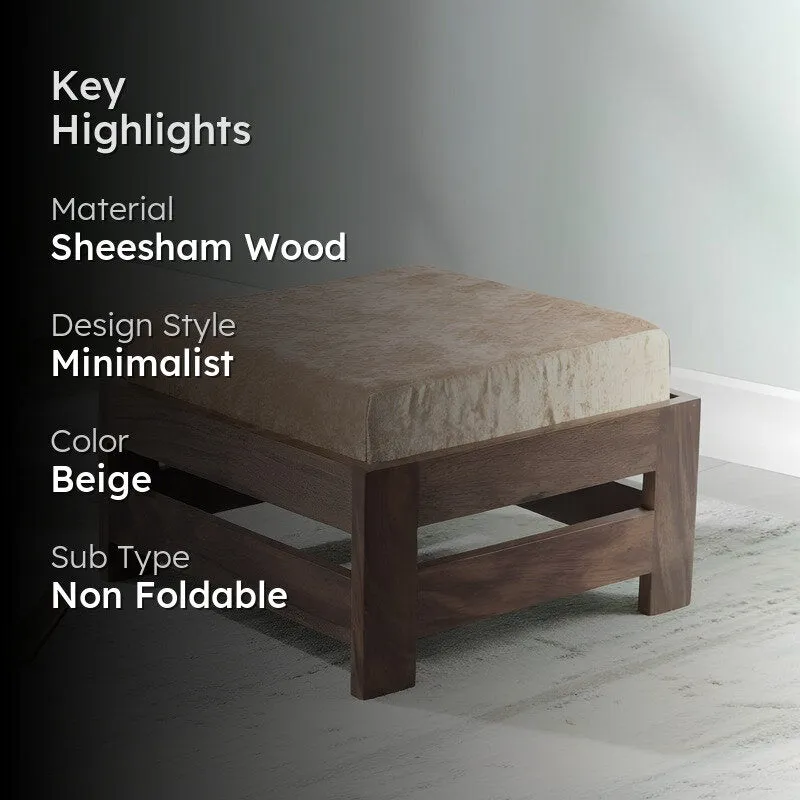 Mavex Sheesham Wooden Bench with Stool (Beige) - Two Piece Set media 2