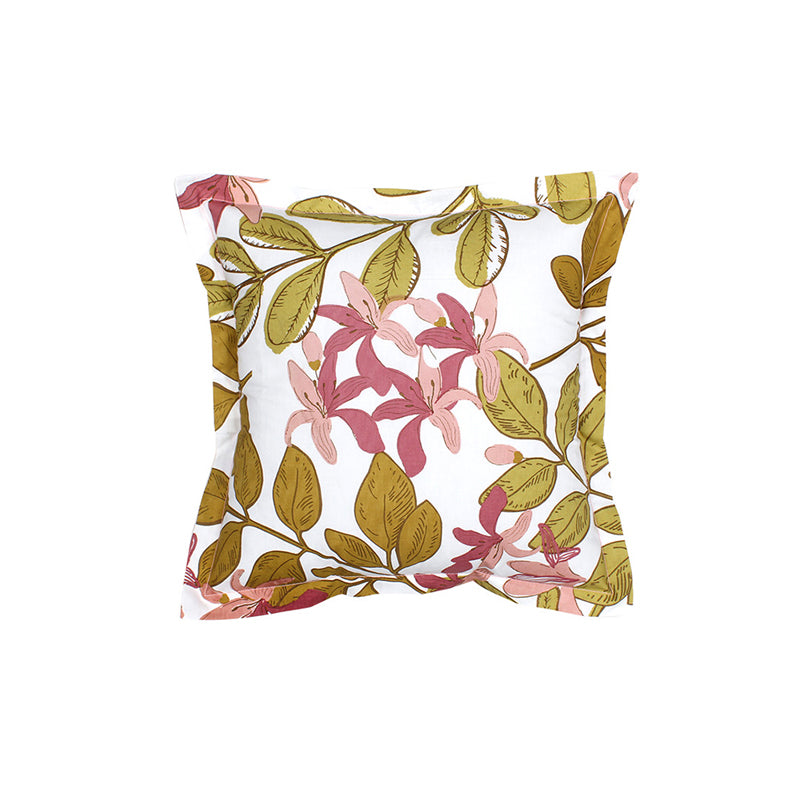 Moringa Cotton Cushion Cover (Pink, Olive Green) - Set Of Two media 3