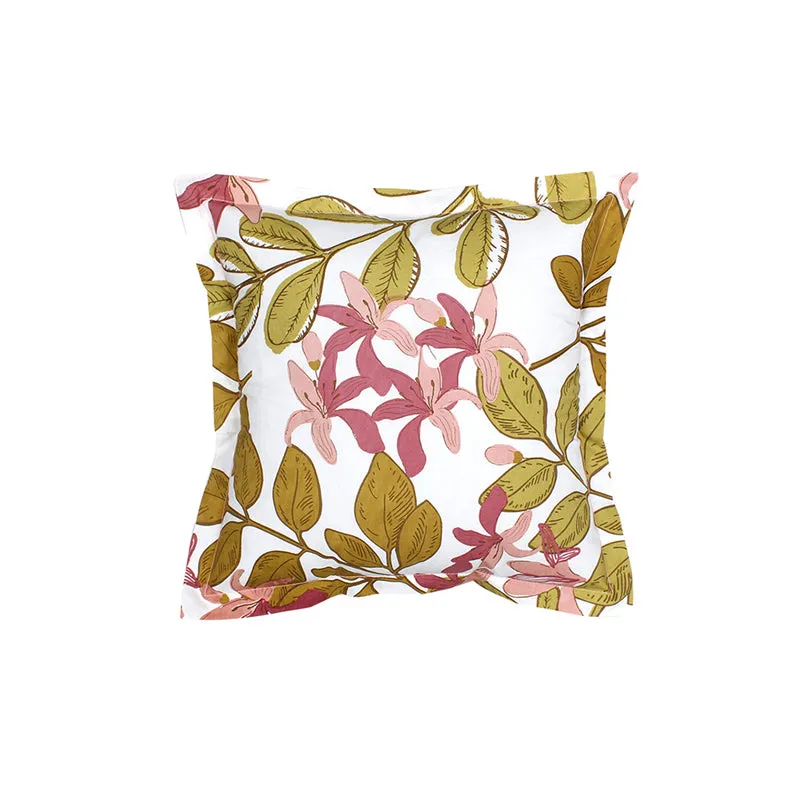 Moringa Cotton Cushion Cover (Pink, Olive Green) - Set Of Two media 3