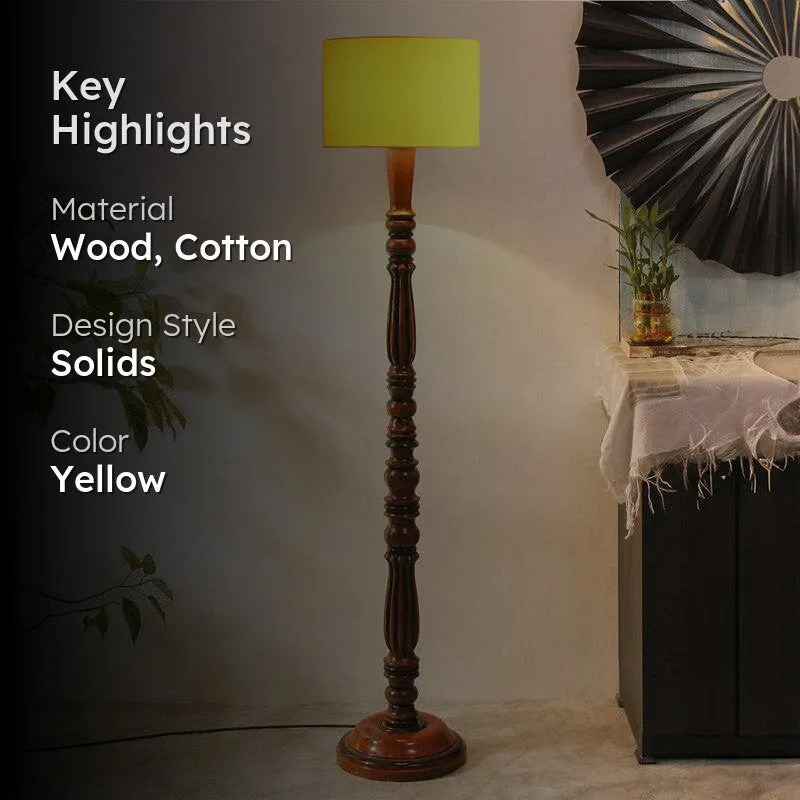 Masiya Vintage Wooden Floor Lamp - Yellow media 2