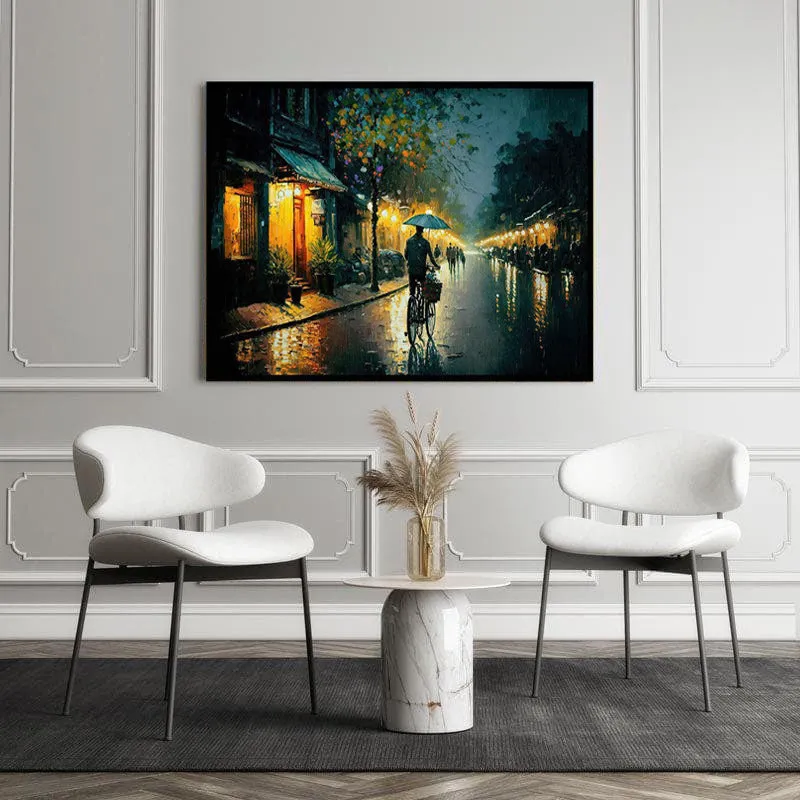 Night Time In Vietnam Wall Painting - Black Frame media 4