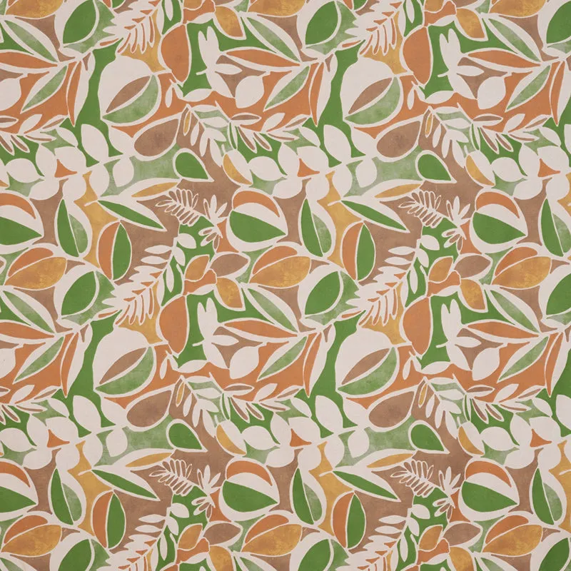Spa Florals Cotton Bedsheet (Green, Orange) - 144 TC media 4