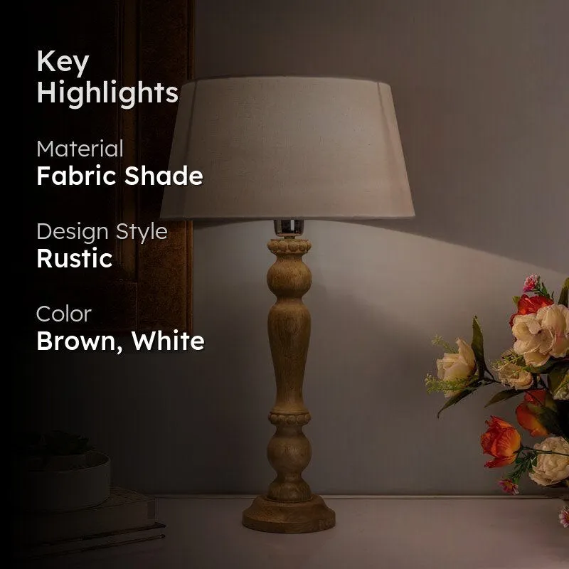 Serenity Shine Fabric Table Lamp - White,Brown media 2