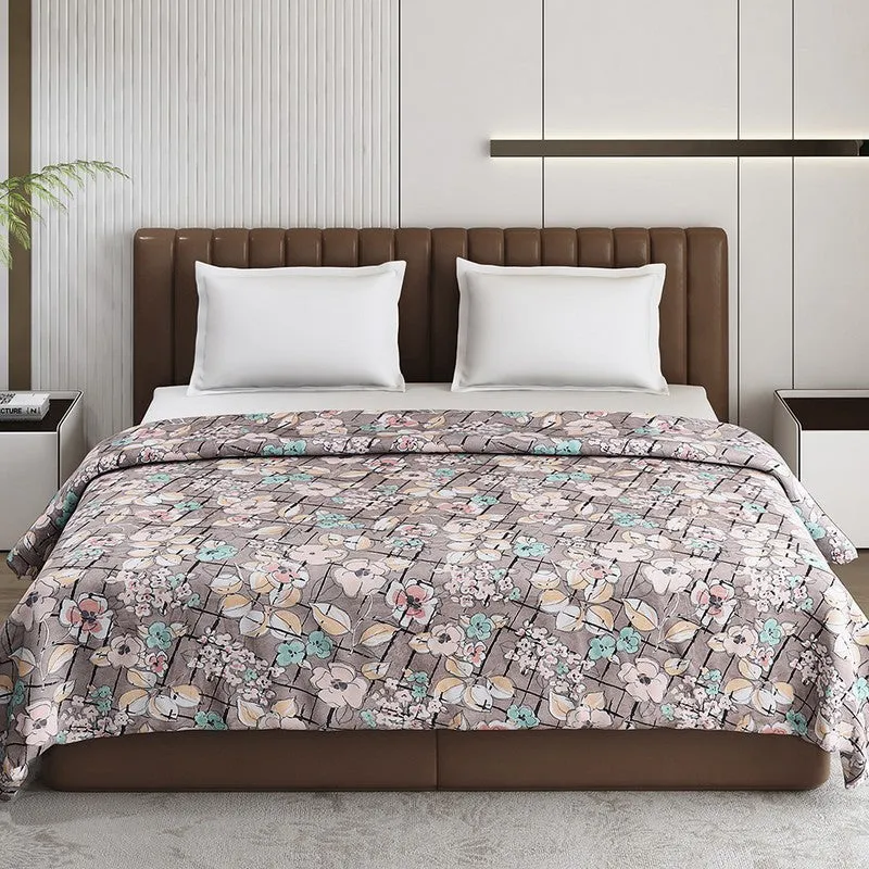 Monte Carlo Bluemora Floral Print Polyester Blanket (Beige) - 210 GSM media 4