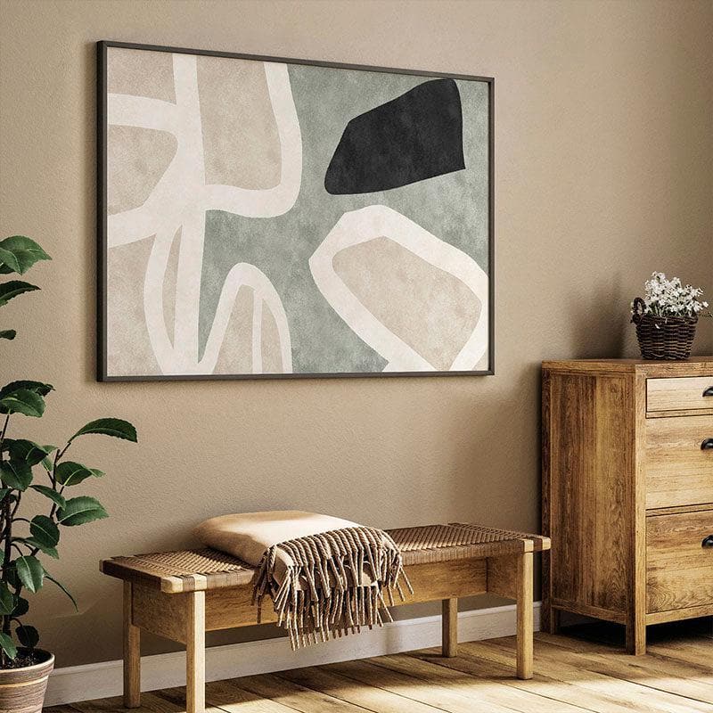 Geometric Figures Wall Painting - Black Frame