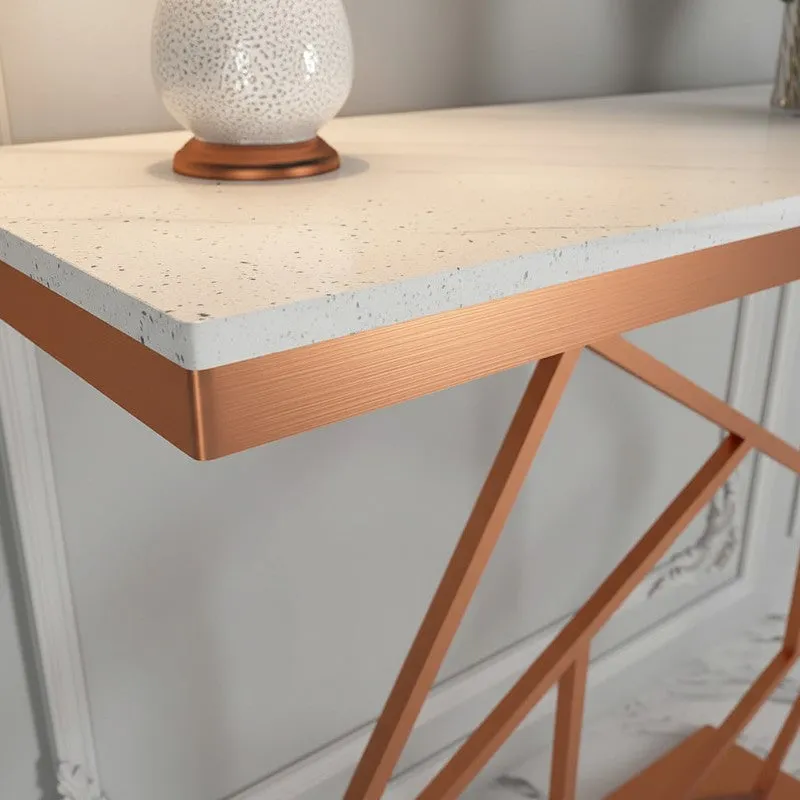 Hexagonal Metal Console Table with Marble Top - Large media 3