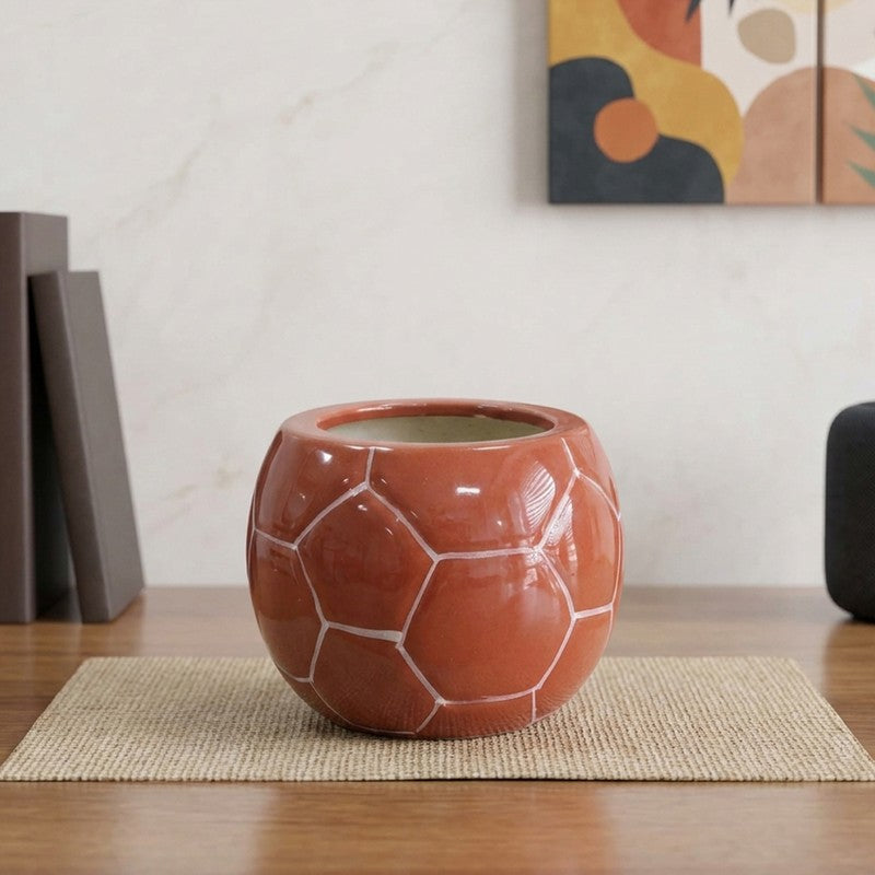 Artisan Finish Ceramic Planter - Rust