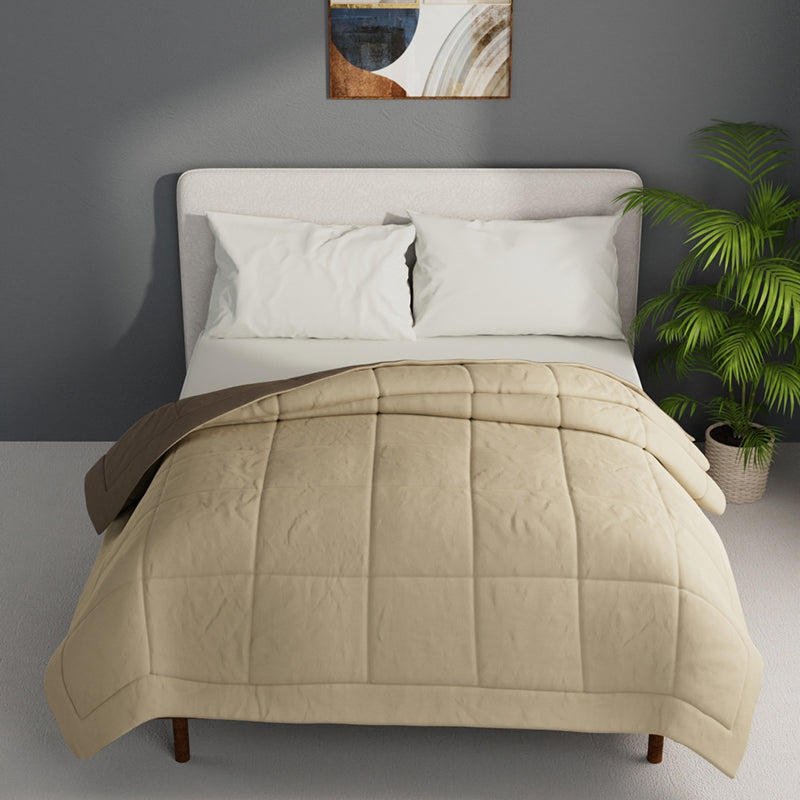 Herbert Reversible Solid Comforter (Beige) - 120 GSM media 3