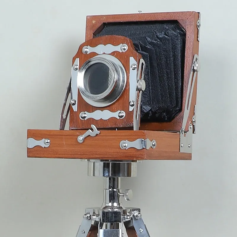 Vintage Tripod Camera Wood Showpiece media 7
