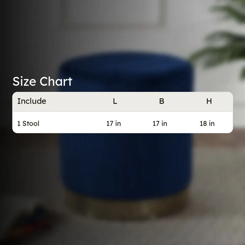 Velour Solid Velvet Pouffe - Dark Blue media 6