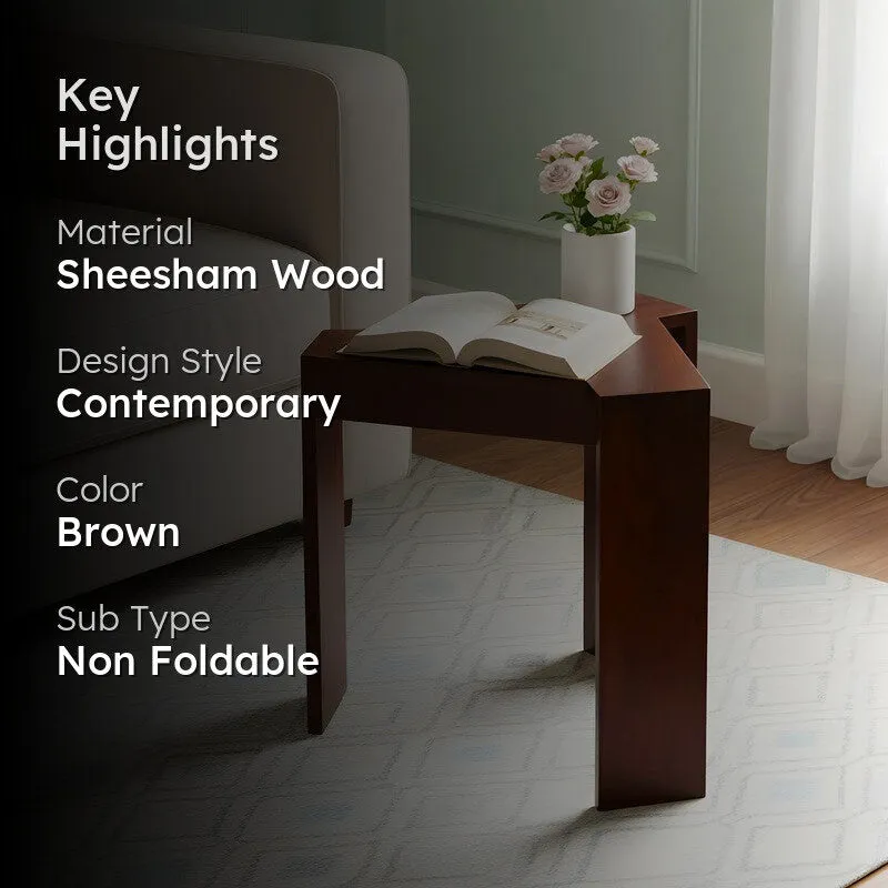 Iverox Sheesham Wooden Side & Bedside Table - Brown media 2