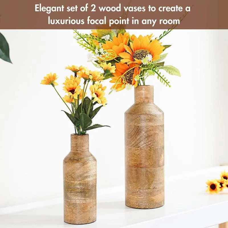 Silasa Wooden Vase (Light Brown) - Set Of Two media 4