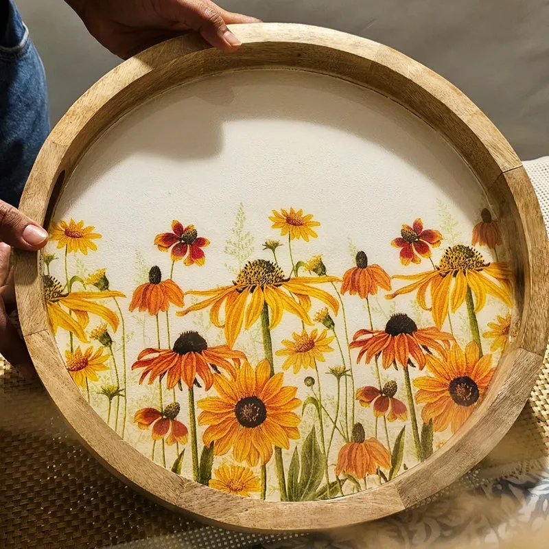 Sunflower Fileds Wood Serving Tray media 3