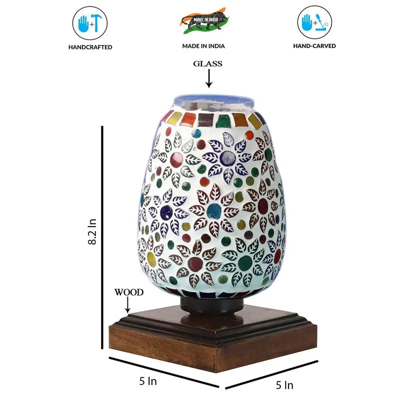 Levana Glass Table Lamp With Wooden Base - Multicolor media 9