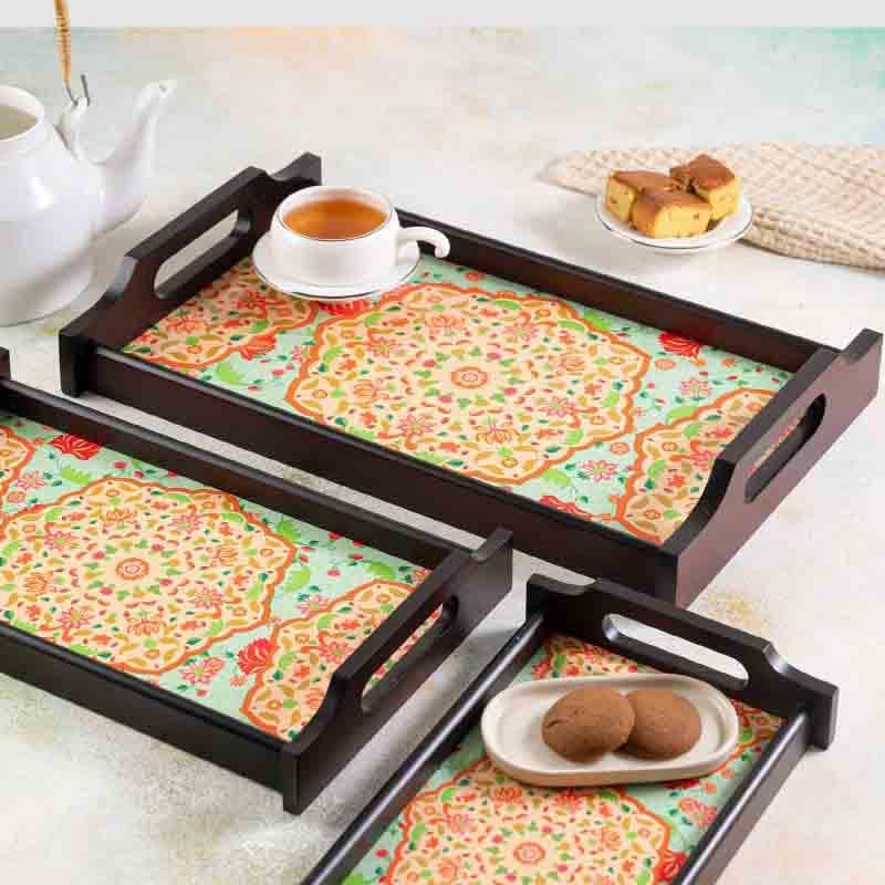 Ornate Mughal Wooden Tray media 3
