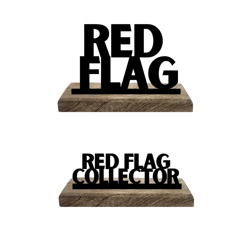 Red Flag Collector Typography Showpiece - Set Of Two media 4
