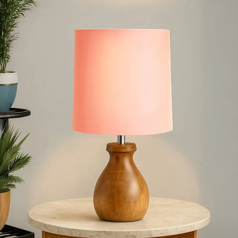 Eleera Wooden Table Lamp - Pink,Brown media 2