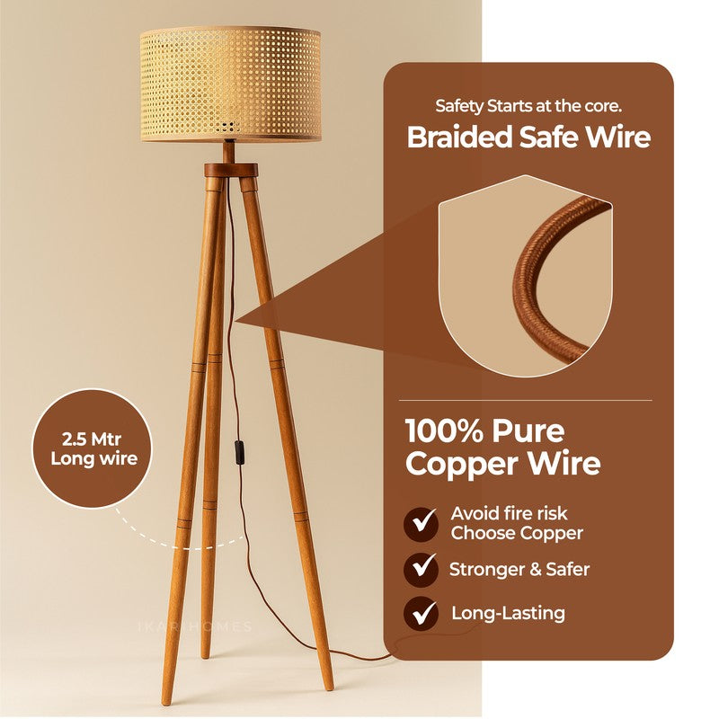 Tripod Glow Acacia Wood Floor Lamp media 8