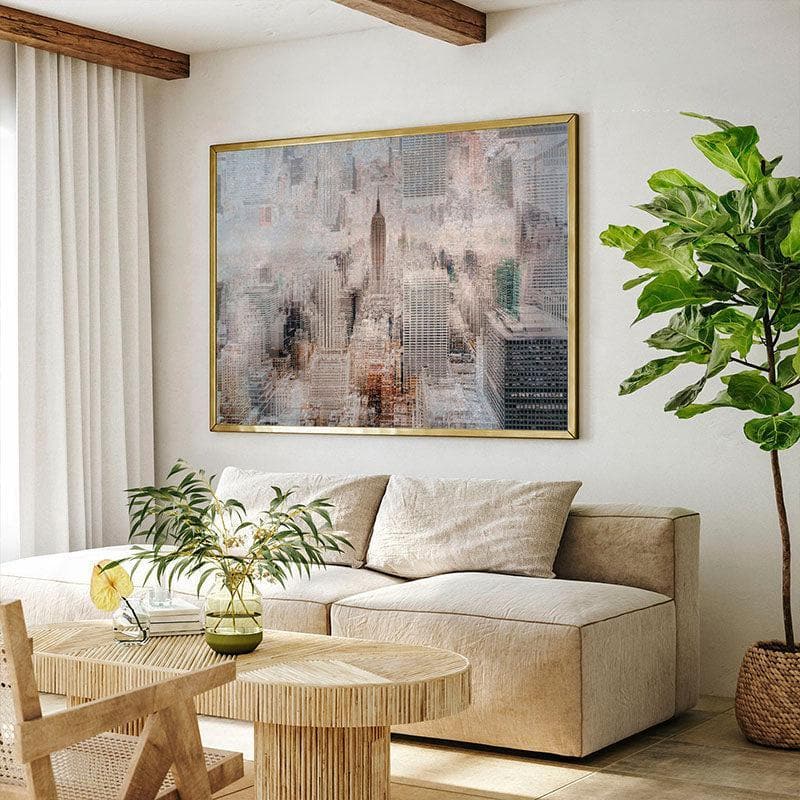 Manhattan at Dusk Canvas Painting - Black Frame media 3
