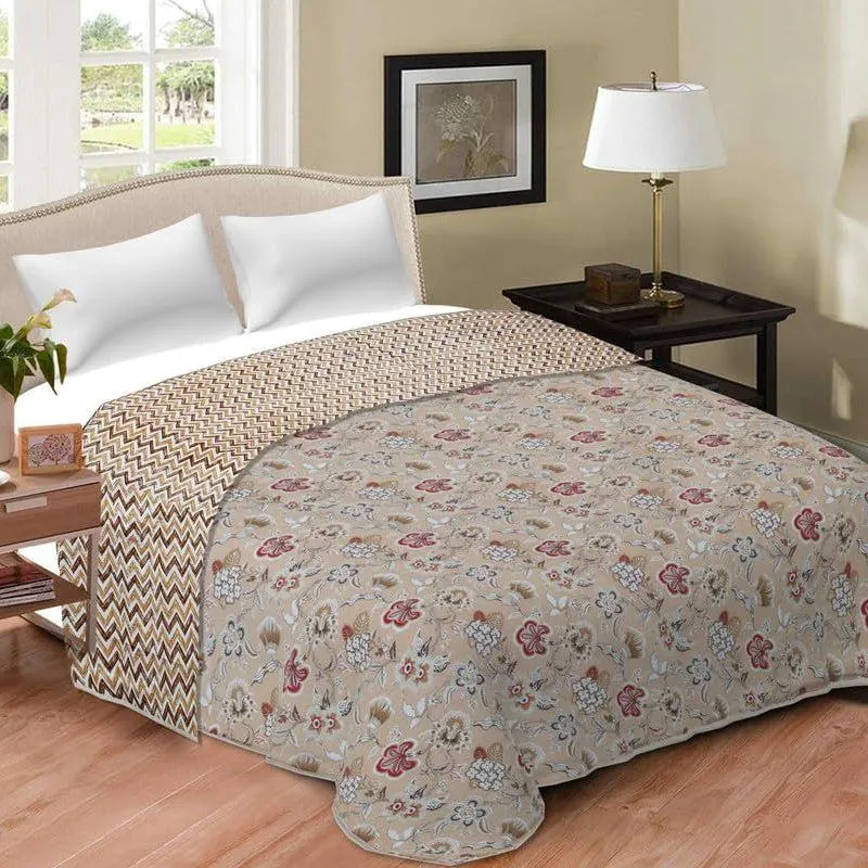 Abhi Cotton Cotton Dohar (Beige & Red)  - 185 GSM media 1