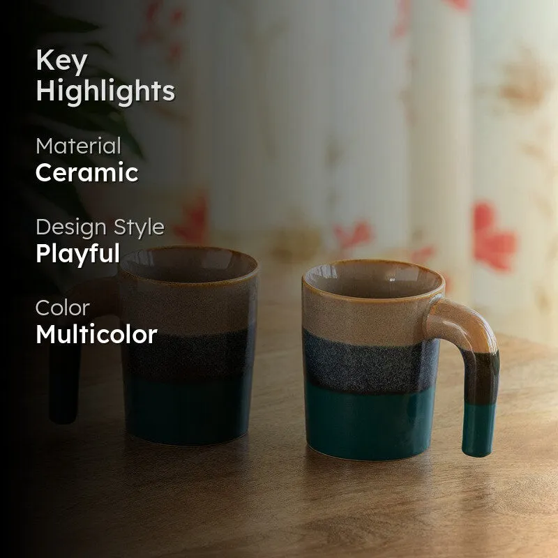 Two Toned Ceramic Coffee Mug (300 Ml Each) - Set Of Two media 2