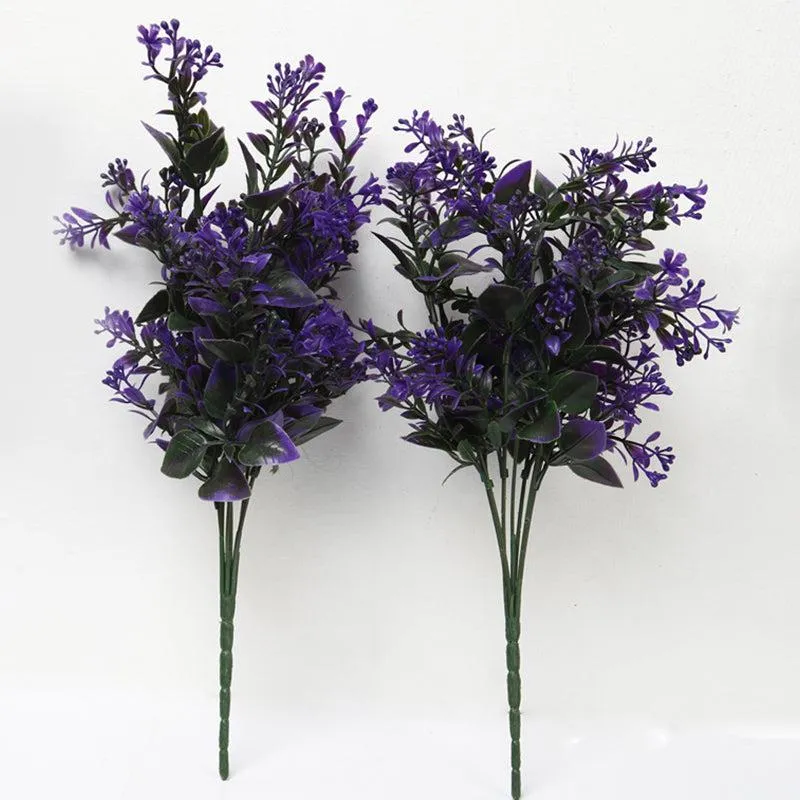 Faux Purple Lavender Leaf Bunch - Set Of Two media 3