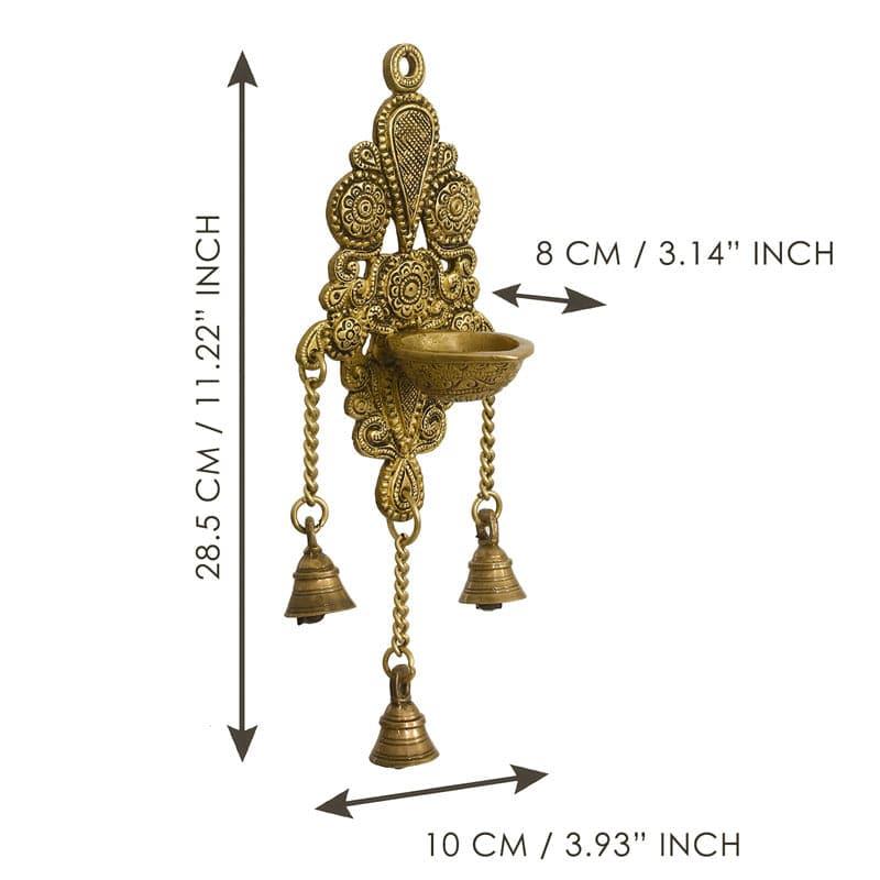 Ethnic Decorative Diya With Bells Wall Hanging media 4