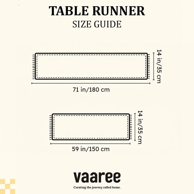Illustrated rectangular table runner shape and measurement guide