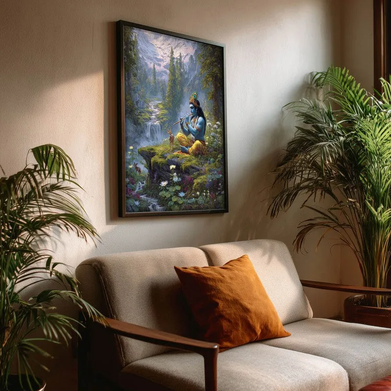 Vrindavan Bihari Lord Krishna Playing Fluit I Archival Paper Wall Art media 3