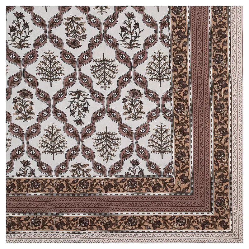 Yashasvi Ethnic Cotton Bedsheet (Brown,White) - 180 TC media 5