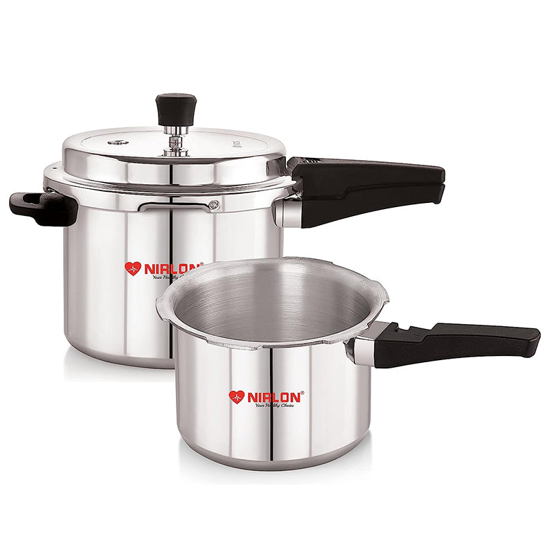 Nirlon Steel Glaze Pressure Cooker (5000 mL/3000 mL)- Set Of Two media 8