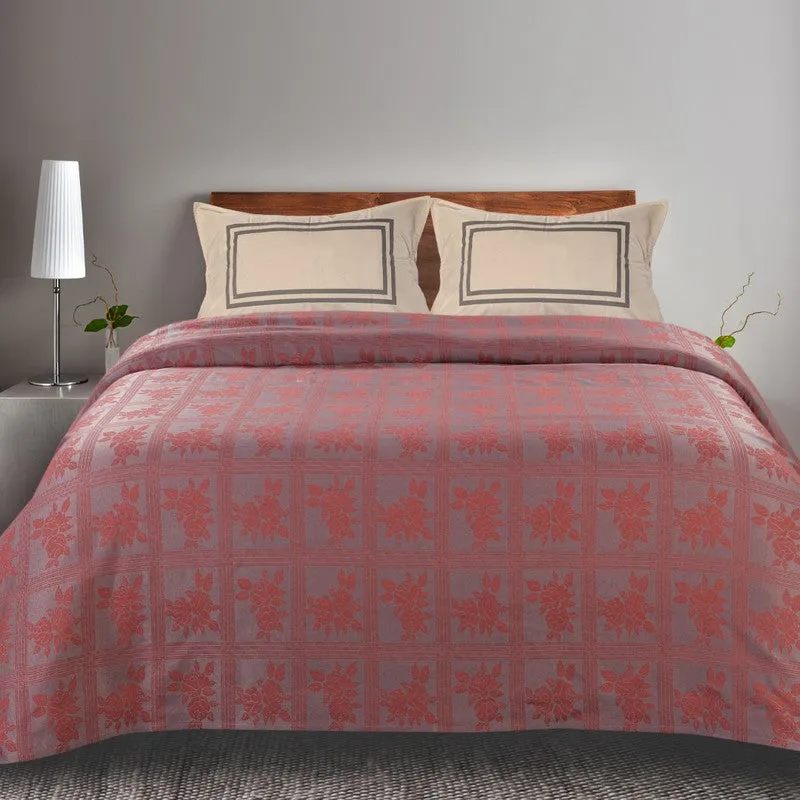 Petal Grid Cotton Bedsheet (Pink) - 224 TC media 3