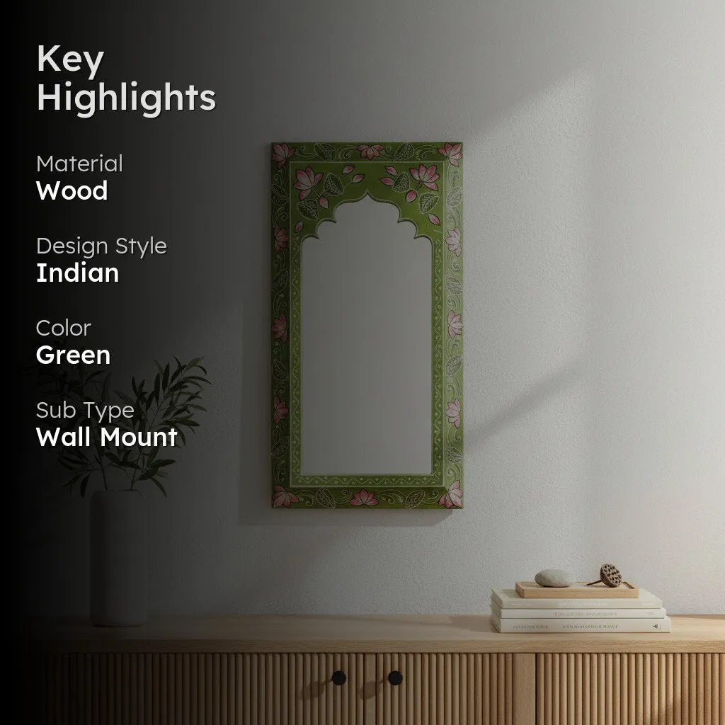 Decorative Wooden Wall Mirror - Green media 2