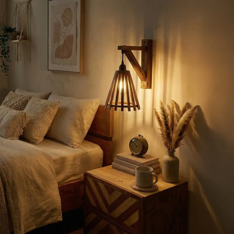 StripeForm Wooden Wall Lamp - Brown media 1