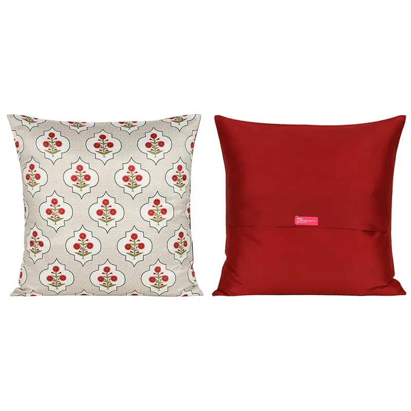 India Circus Ashen Bloom Printed Velvet Cushion Cover - Set Of Five media 5
