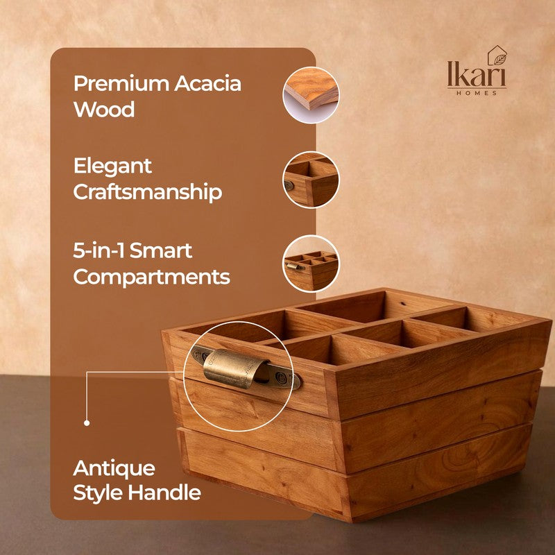 TimberServe Acacia Wood Cutlery Stand media 4