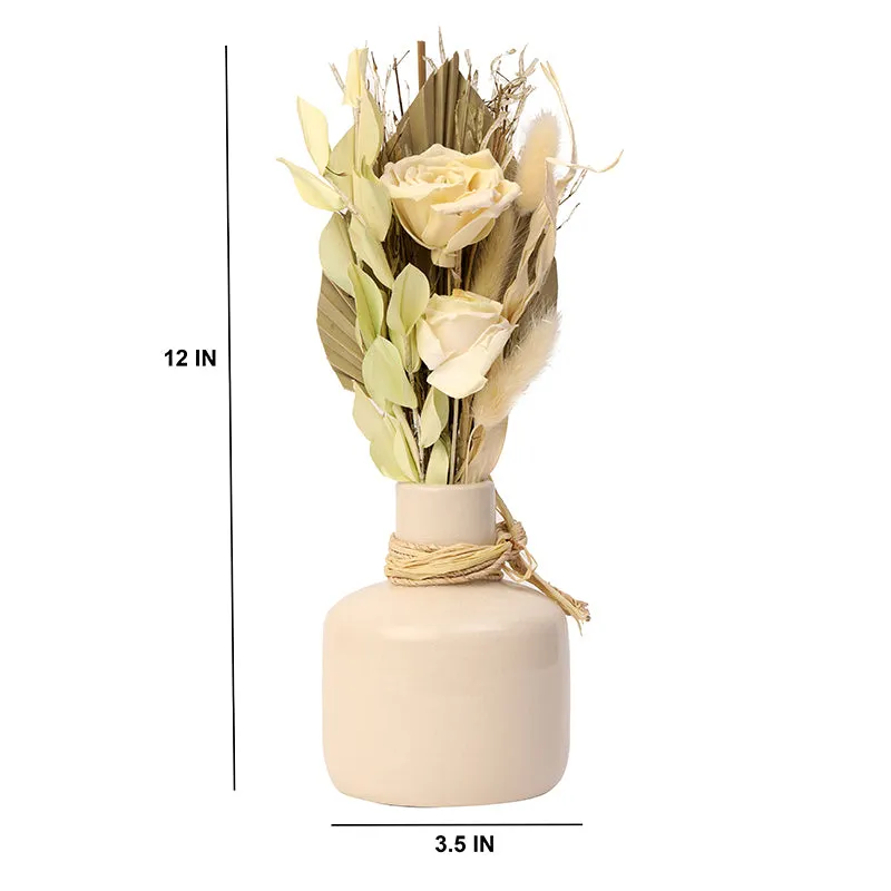Buttercup Roses Artificial Flower With Ceramic Vase - 5