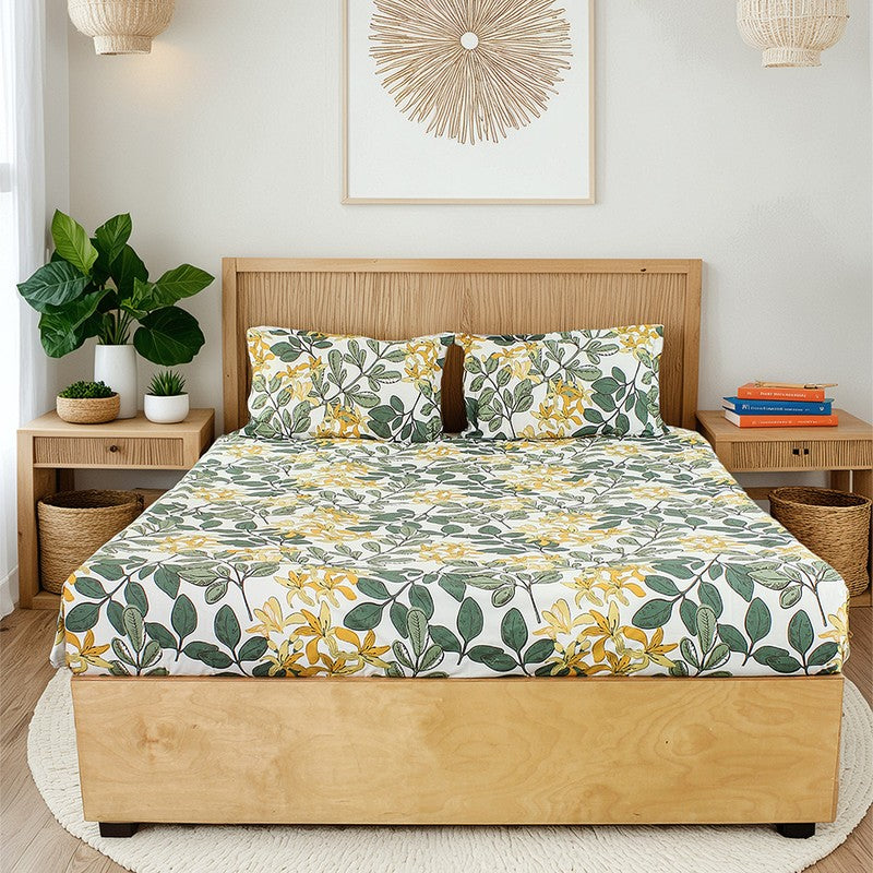 Moringa Cotton Bedsheet (Green) - 180 TC media 8