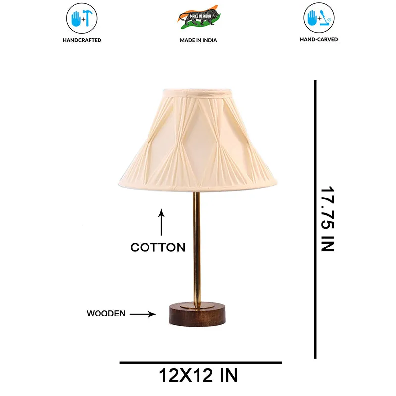 Pleatra Pinch Rodin Wooden Table Lamp - Ivory,Gold,Brown media 7